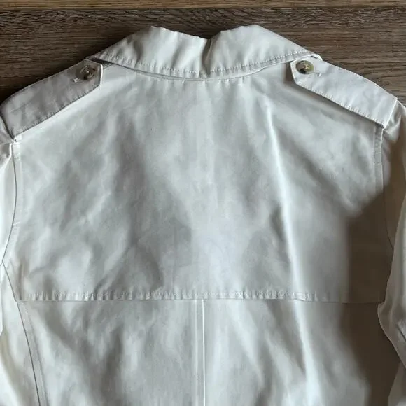 NWOT VTG Eddie Bauer Double Breasted Belted Trench Coat MIDI White Women’s L P - Picture 5 of 11